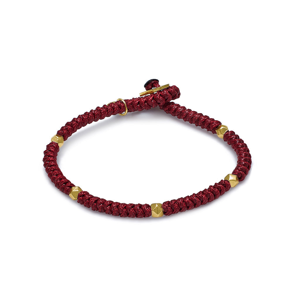 Claret Red Snake Knot Bracelet In Gold