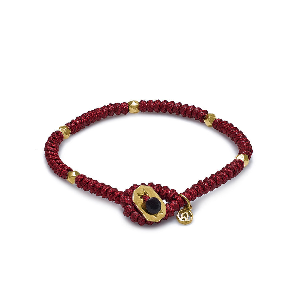 Claret Red Snake Knot Bracelet In Gold