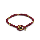 Claret Red Snake Knot Bracelet In Gold
