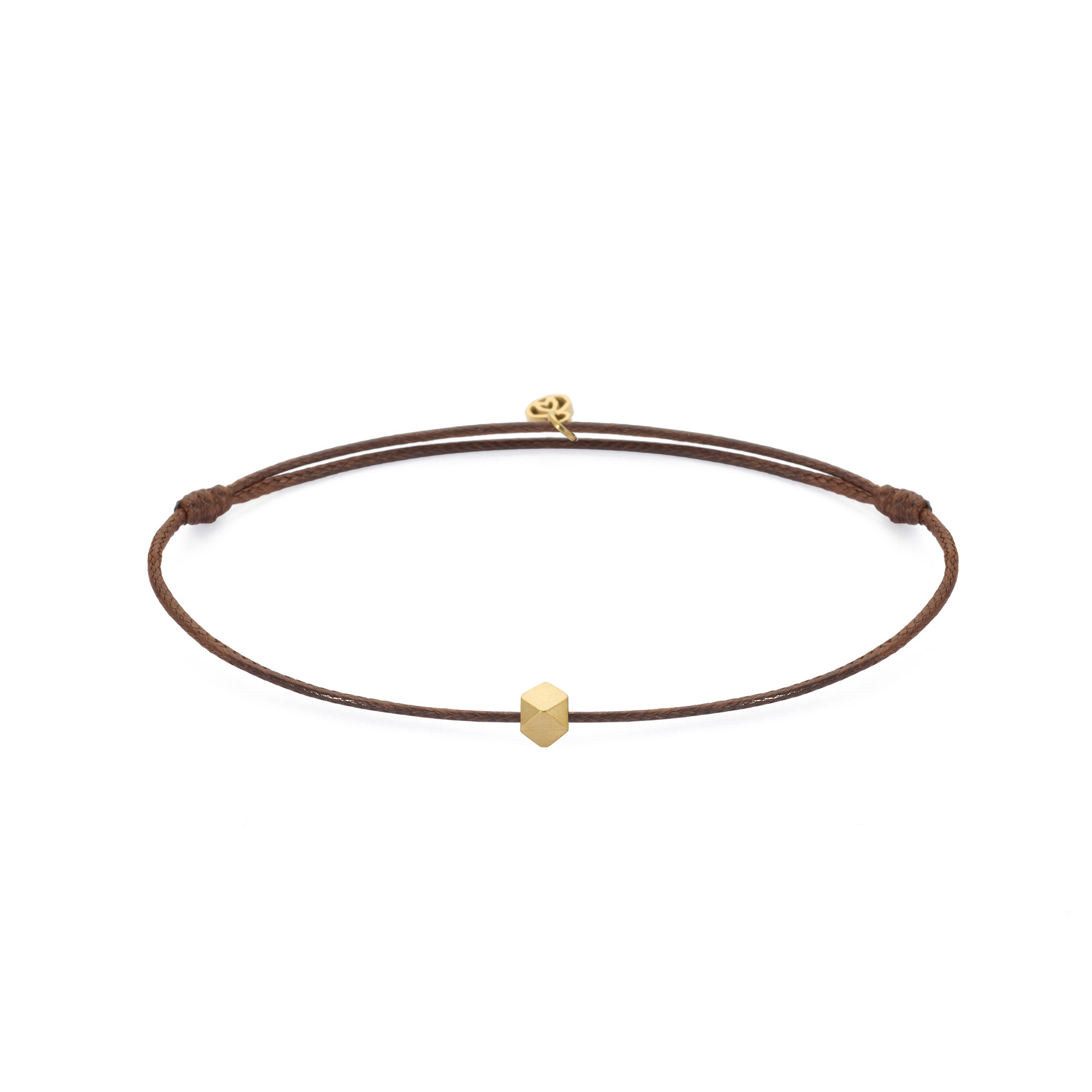Brown Cord Bracelet In Gold