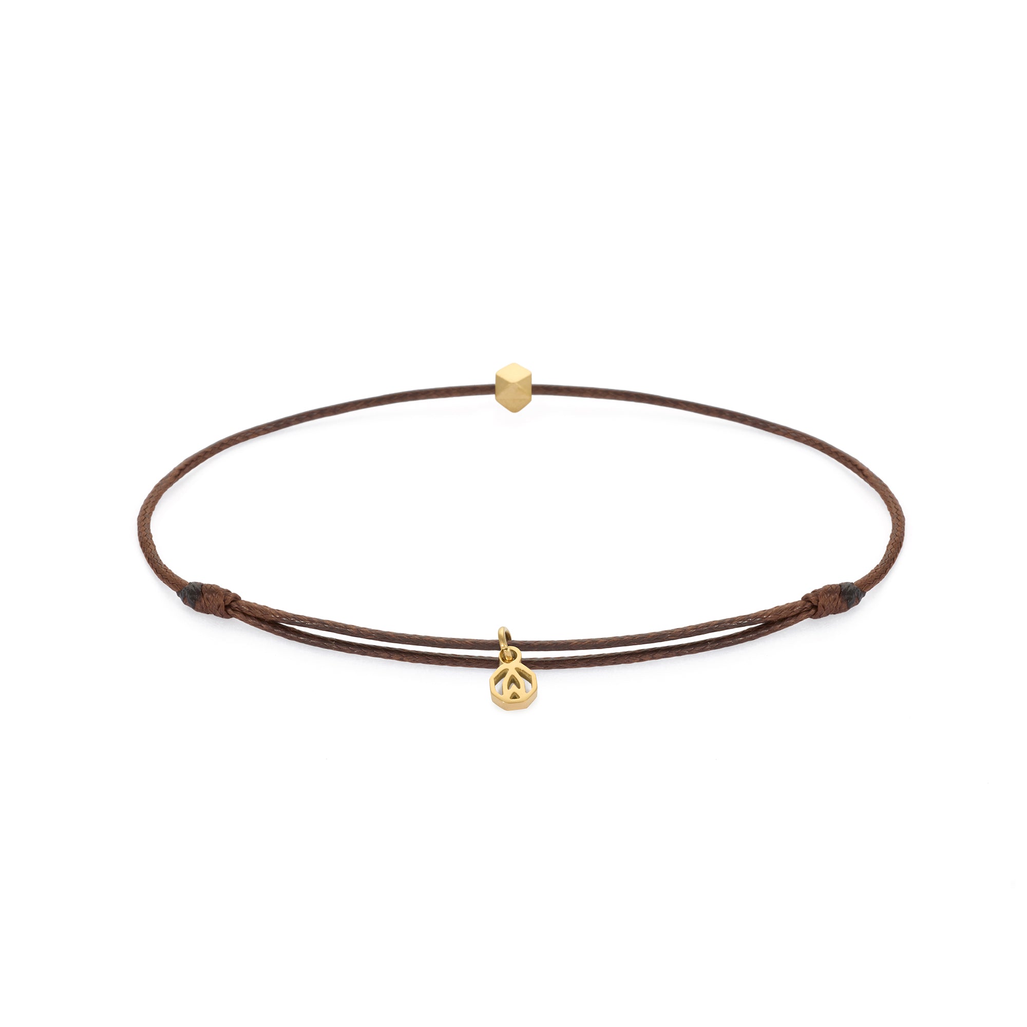 Brown Cord Bracelet In Gold