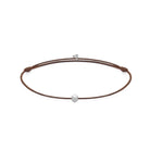 Brown Cord Bracelet In Silver