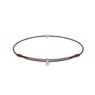 Brown Cord Bracelet In Silver