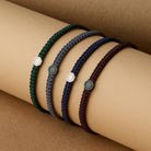 Brown Octagon Macrame Bracelet In Oxide