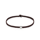 Brown Octagon Macrame Bracelet In Silver