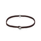 Brown Octagon Macrame Bracelet In Silver