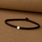 Brown Octagon Macrame Bracelet In Silver