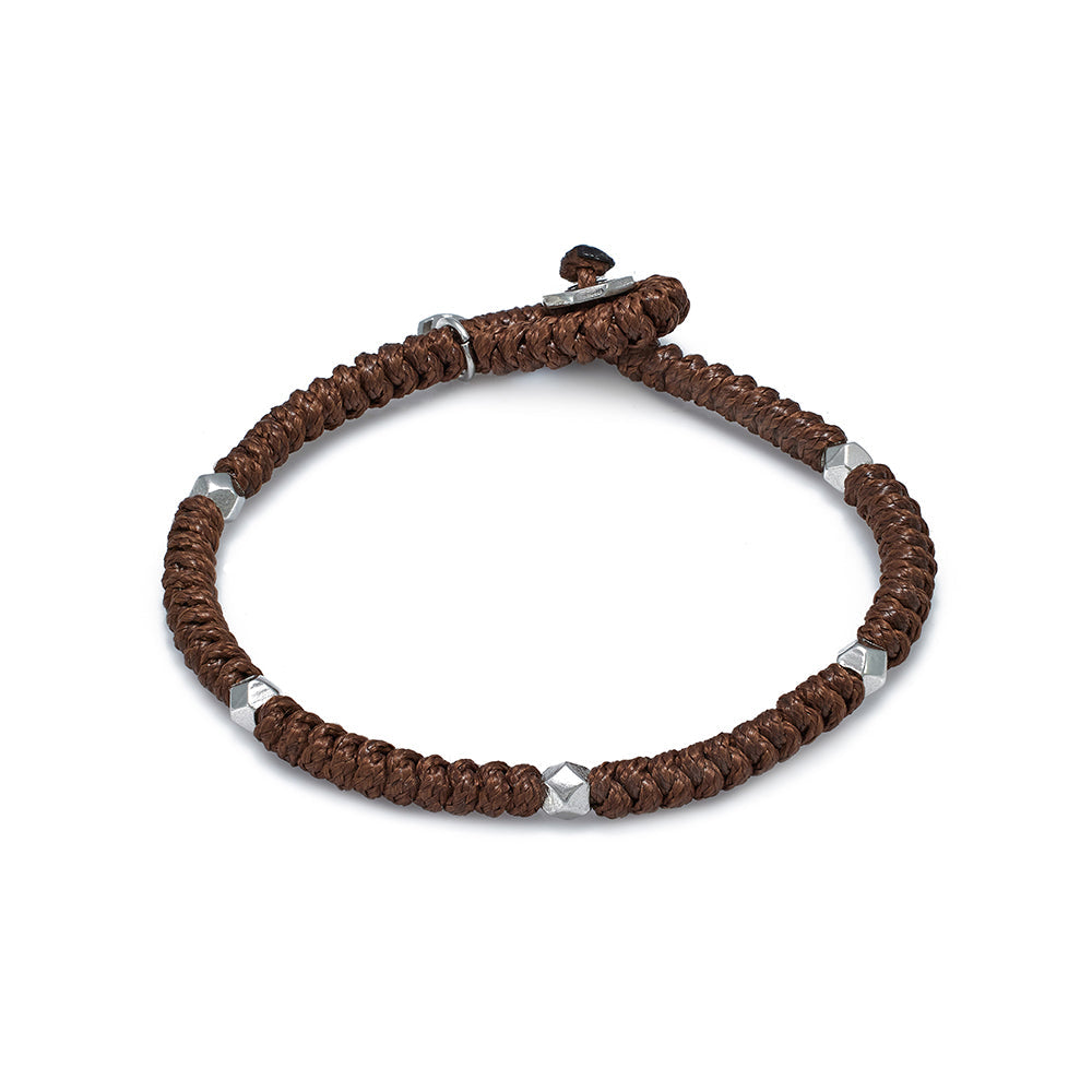 Brown Snake Knot Bracelet In Silver