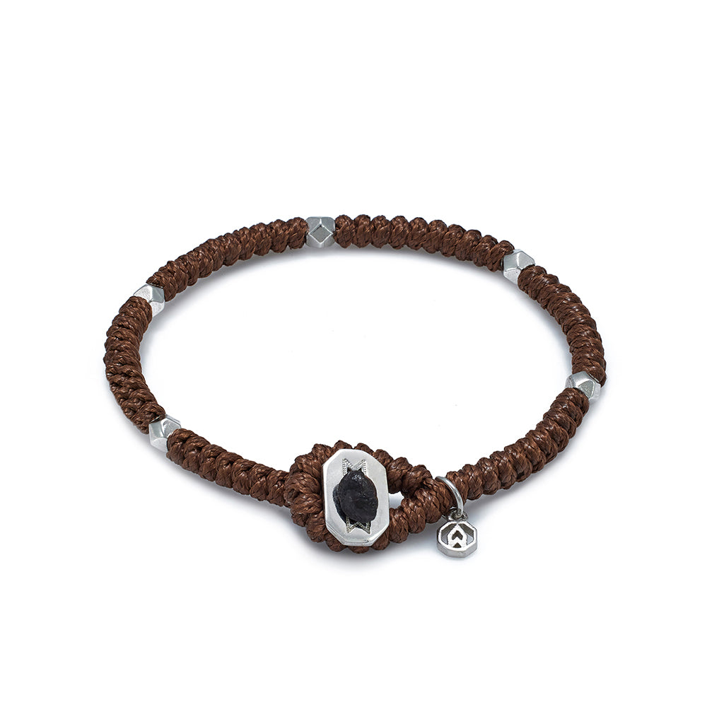 Brown Snake Knot Bracelet In Silver