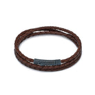 Brown Triple Leather Bracelet In Oxide
