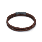Brown Triple Leather Bracelet In Oxide