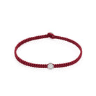 Claret Red Octagon Macrame Bracelet In Silver