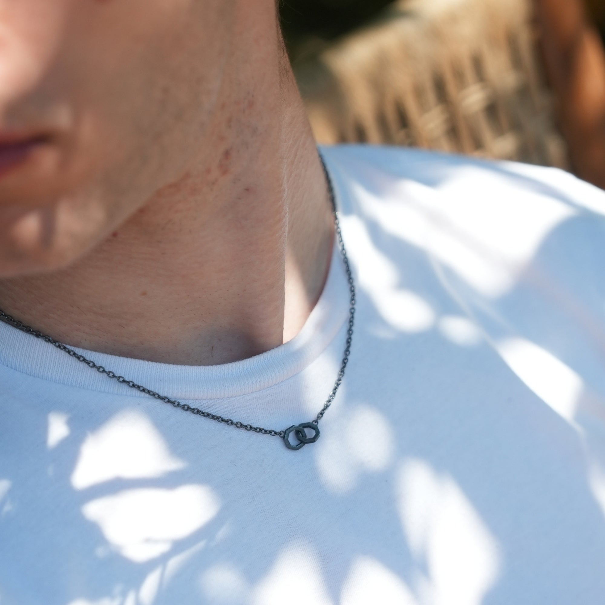 Couple Octagon Necklace In Oxide