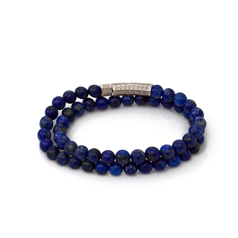 Double Lapis Bracelet In Silver