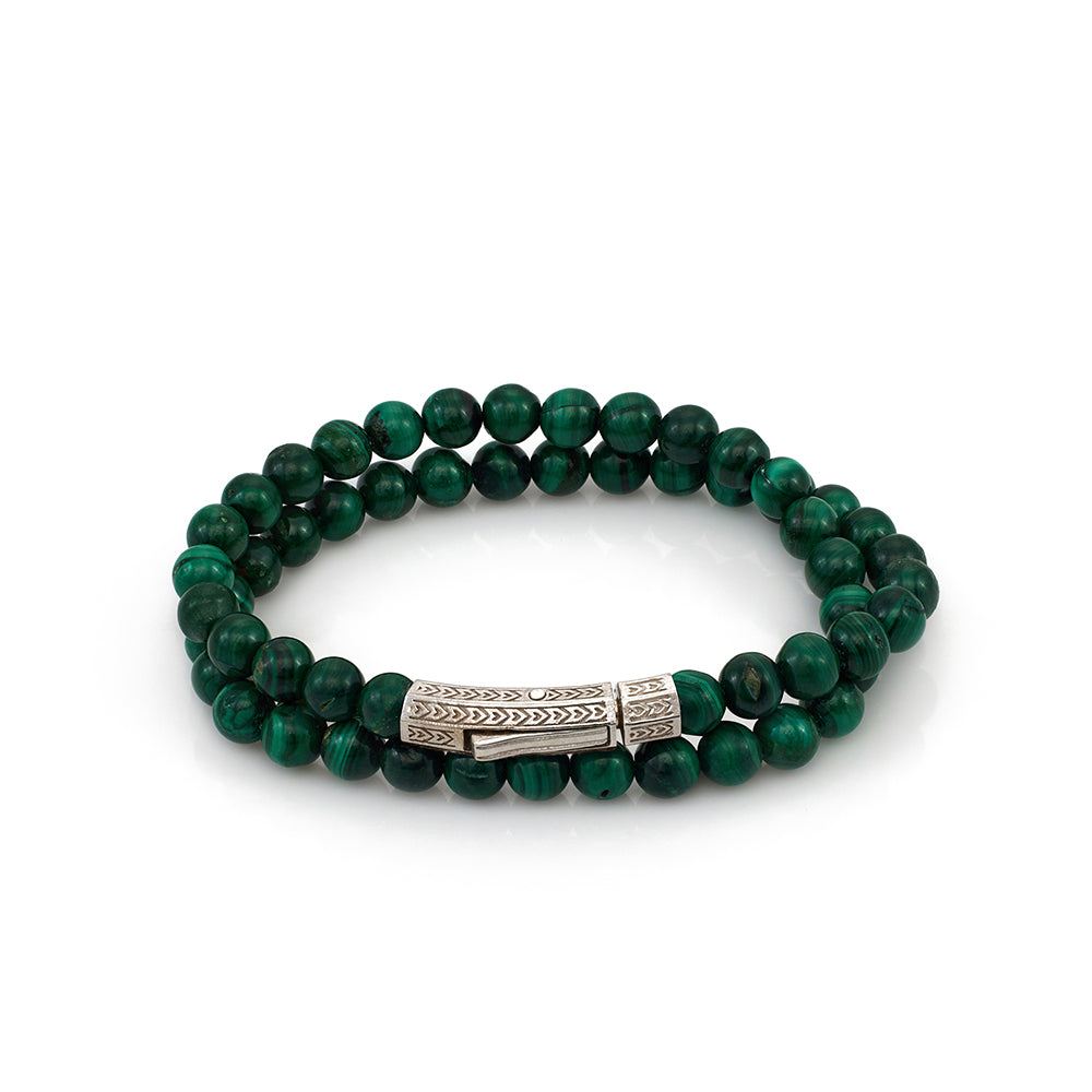 Double Malachite Bracelet In Silver