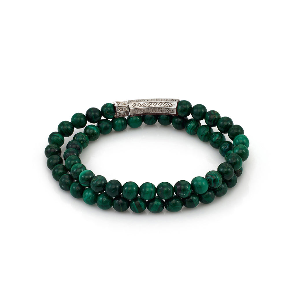 Double Malachite Bracelet In Silver