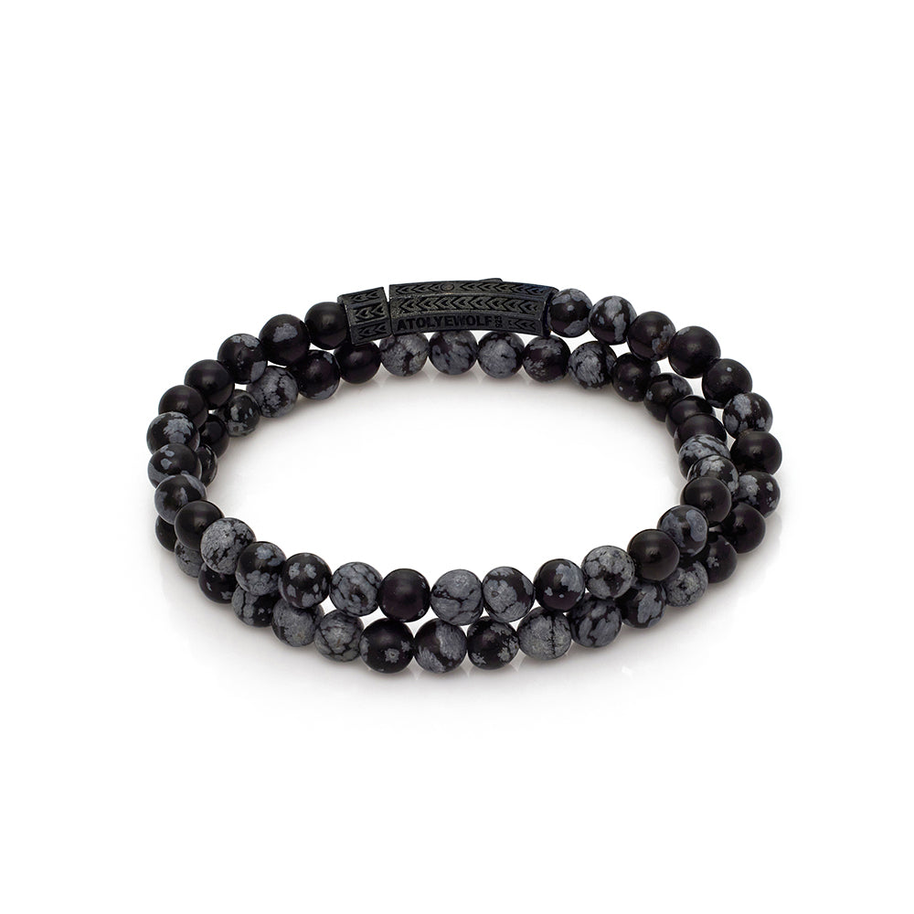Double Obsidian Bracelet In Oxide