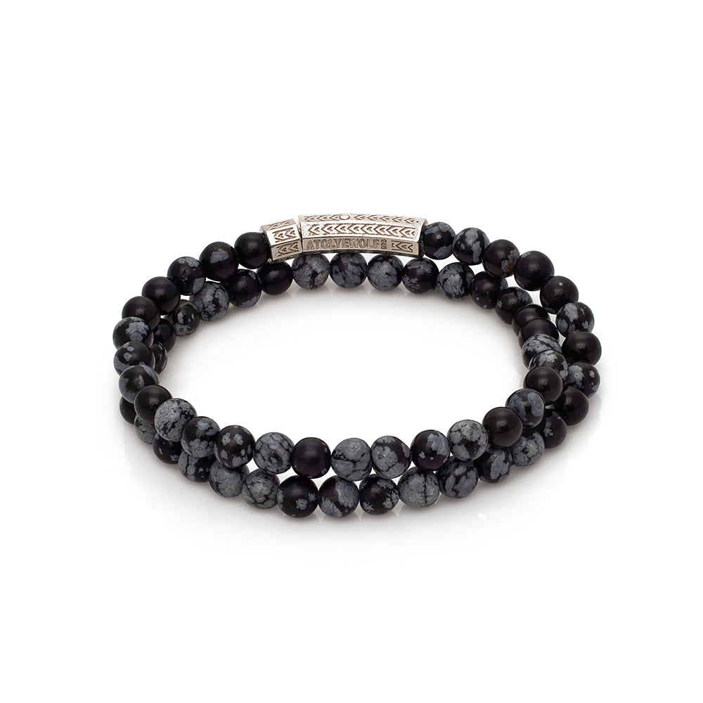 Double Obsidian Bracelet In Silver