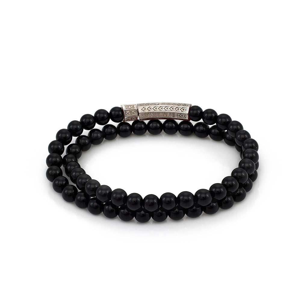 Double Onyx Bracelet In Silver