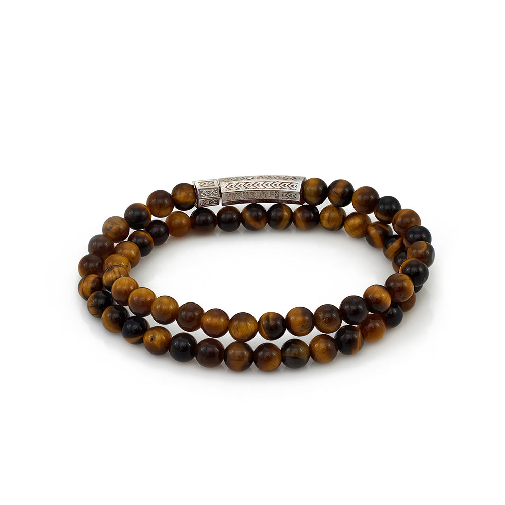 Double Tiger Eye Bracelet In Silver