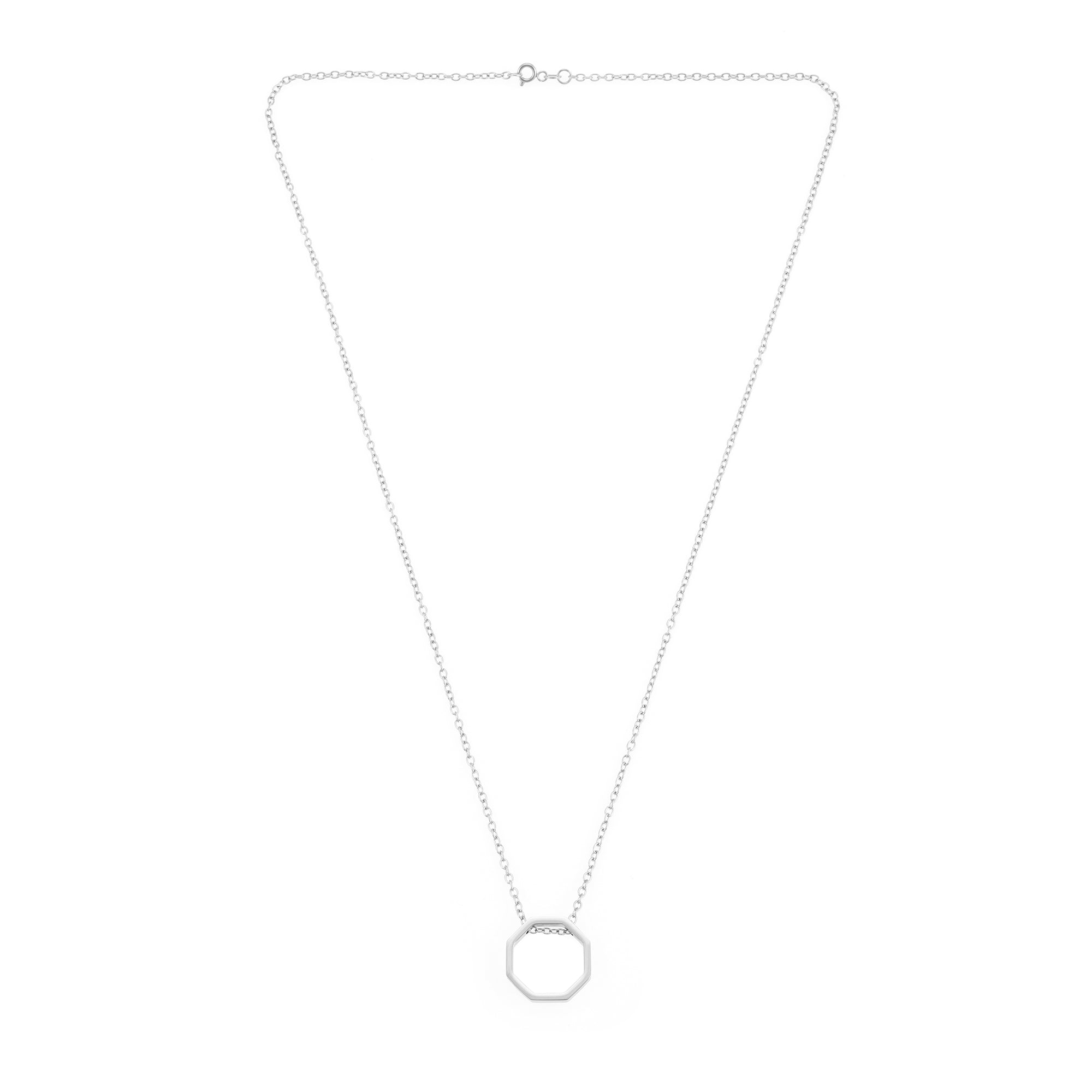 Empty Octagon Necklace In Silver