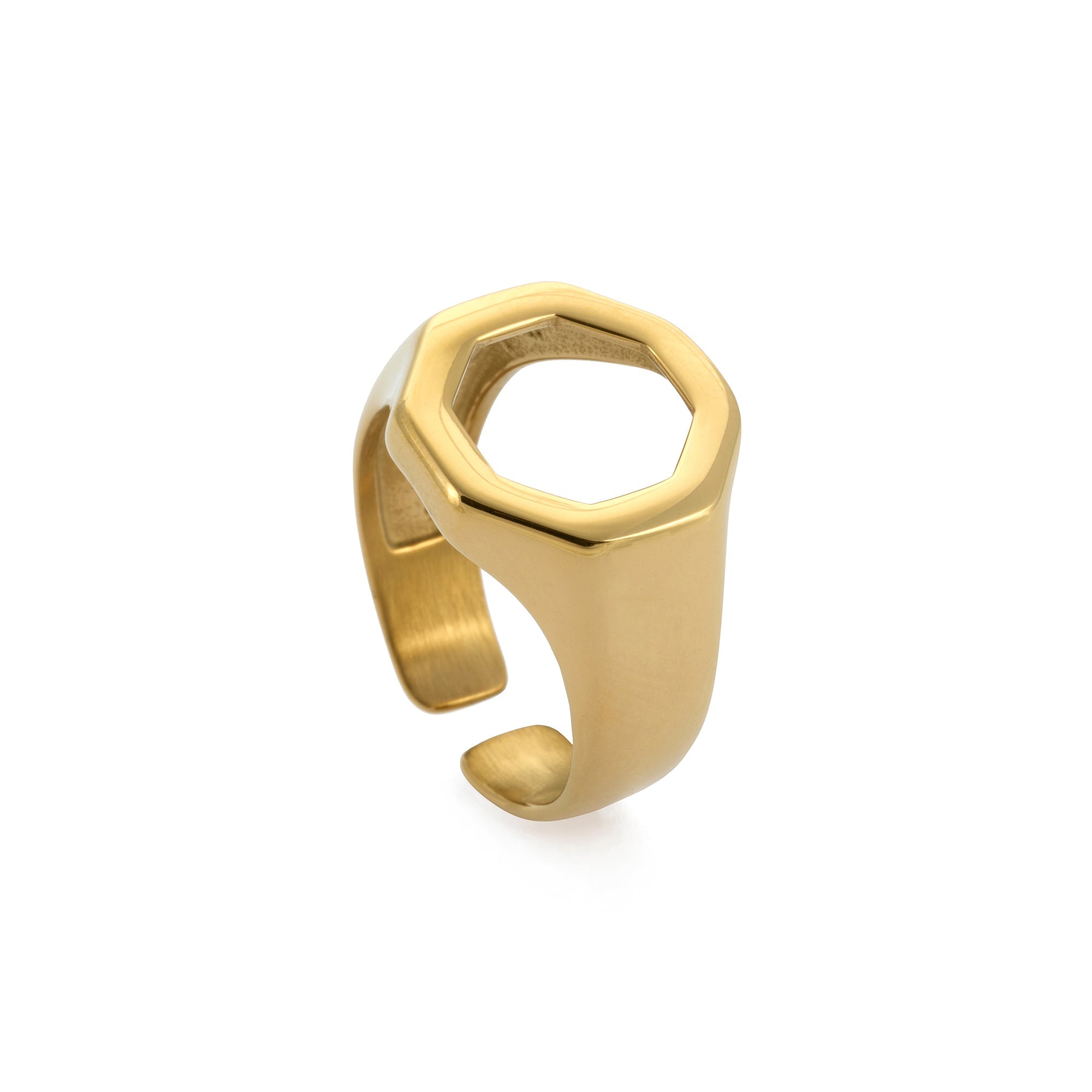 Empty Octagon Ring In Gold