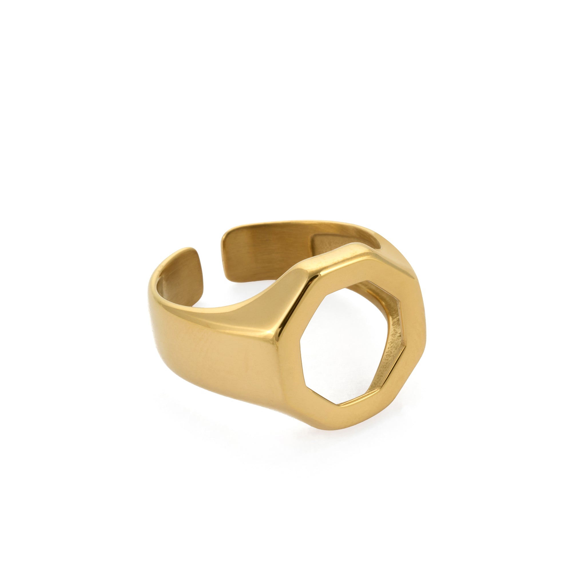Empty Octagon Ring In Gold
