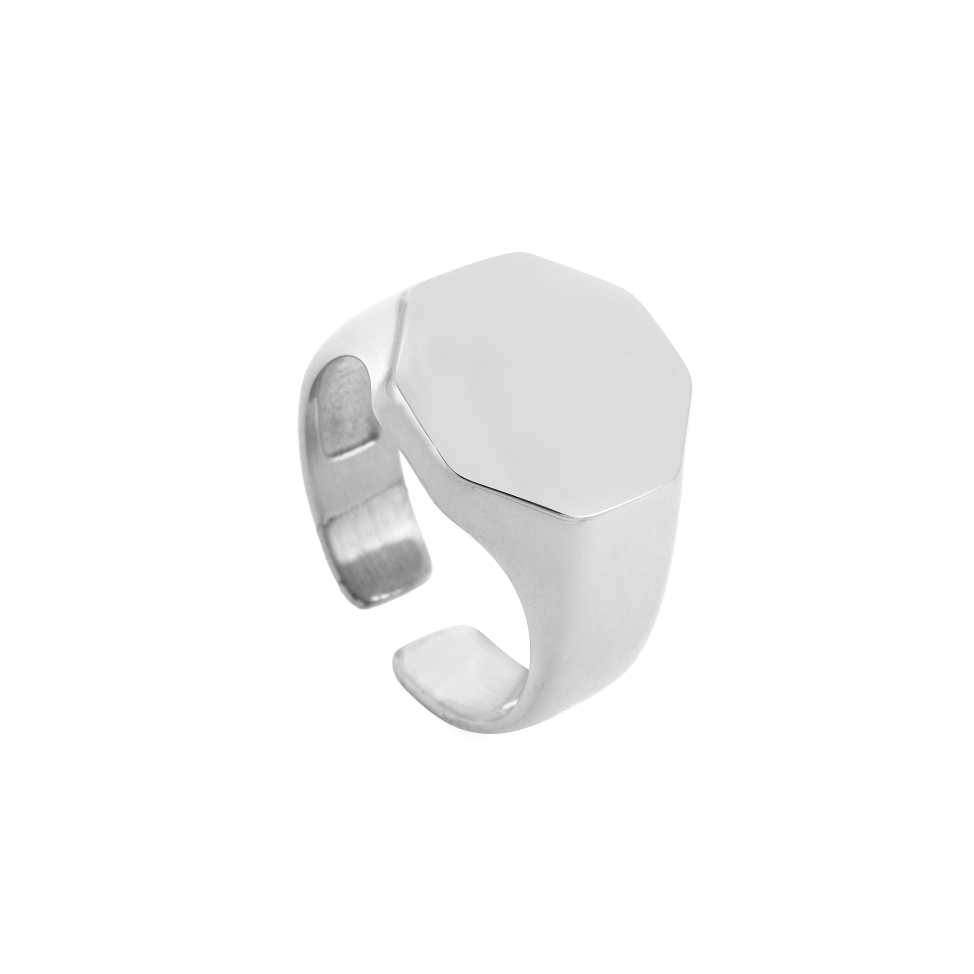 Full Octagon Ring In Silver