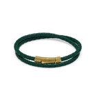 Green Double Leather Bracelet In Gold