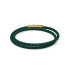 Green Double Leather Bracelet In Gold
