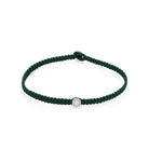 Green Octagon Macrame Bracelet In Silver