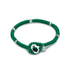 Green Snake Knot Bracelet In Silver
