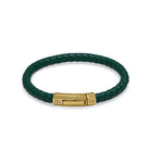 Green Thick Leather Bracelet In Gold