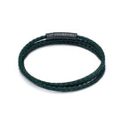 Green Triple Leather Bracelet In Oxide
