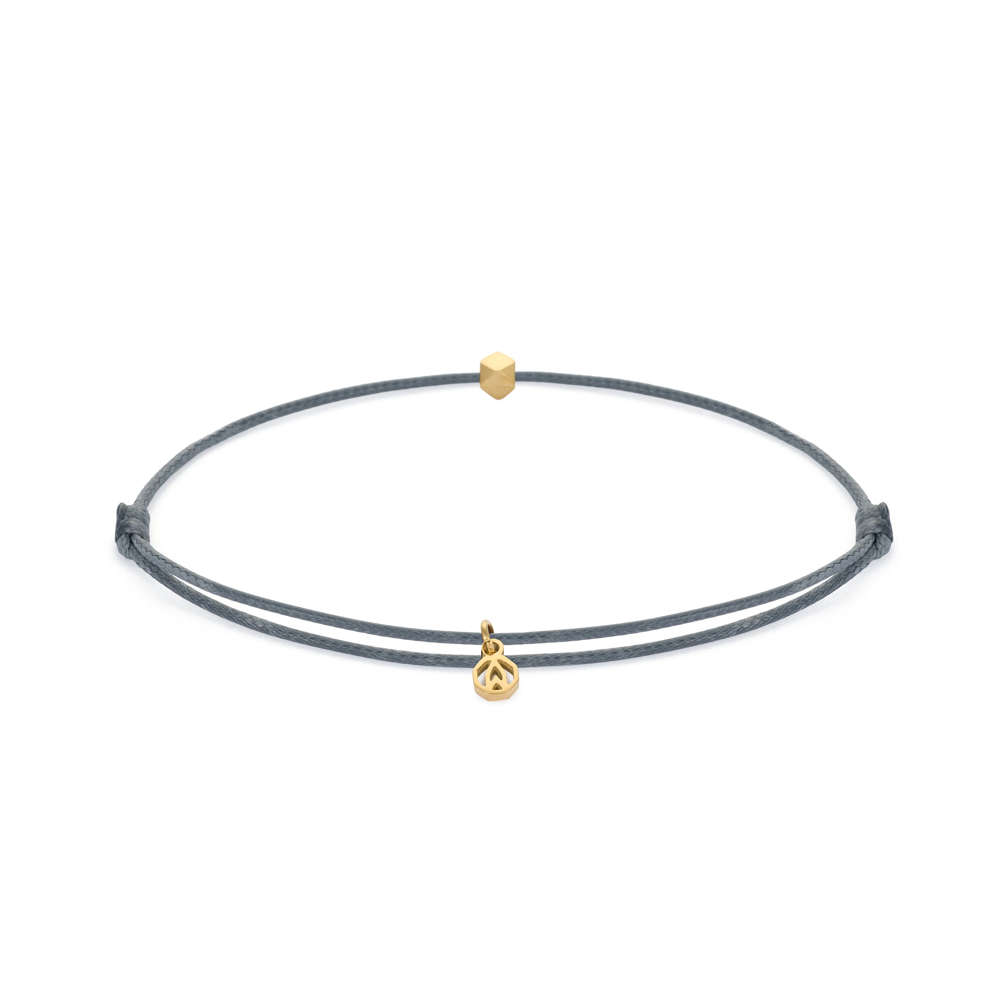 Grey Cord Bracelet In Gold