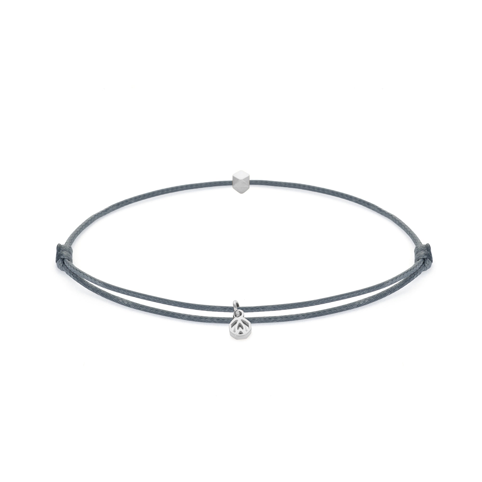 Grey Cord Bracelet In Silver