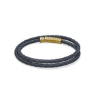 Grey Double Leather Bracelet In Gold