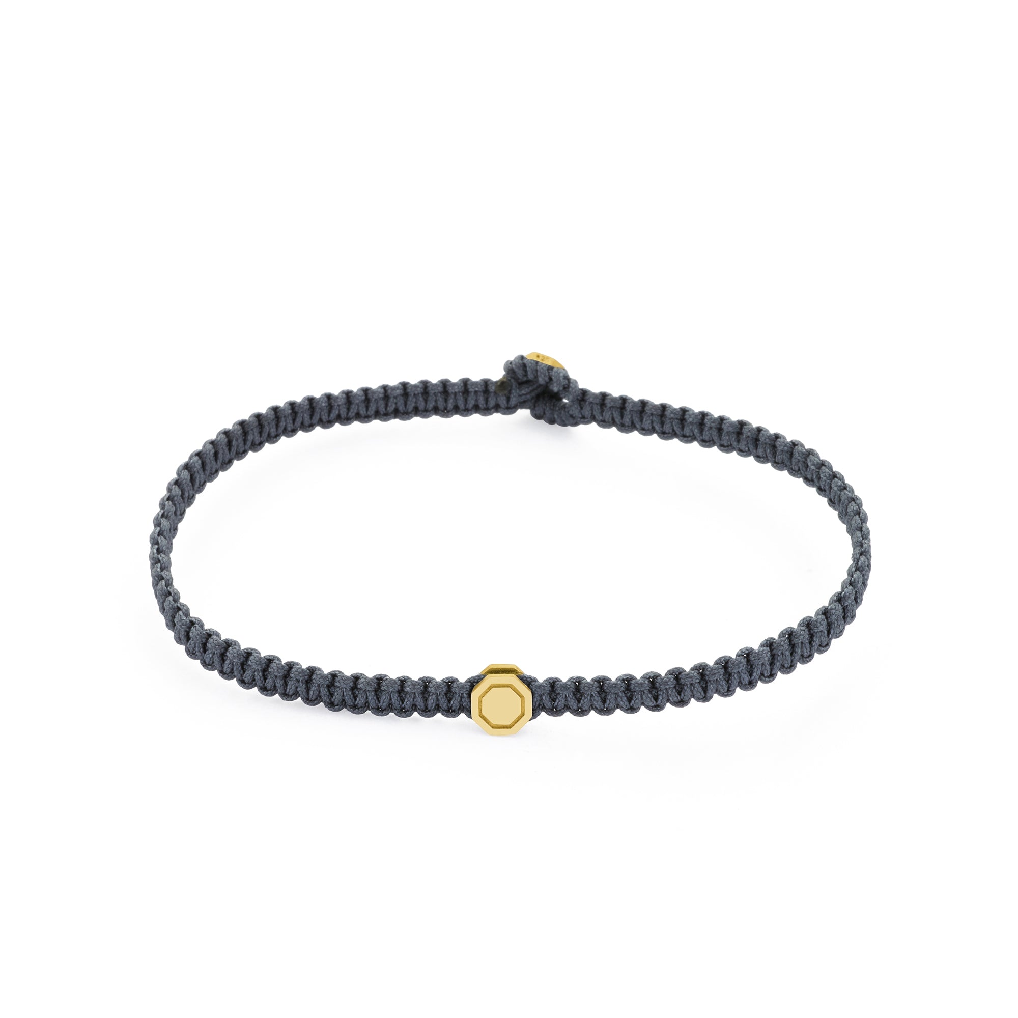 Grey Octagon Macrame Bracelet In Gold