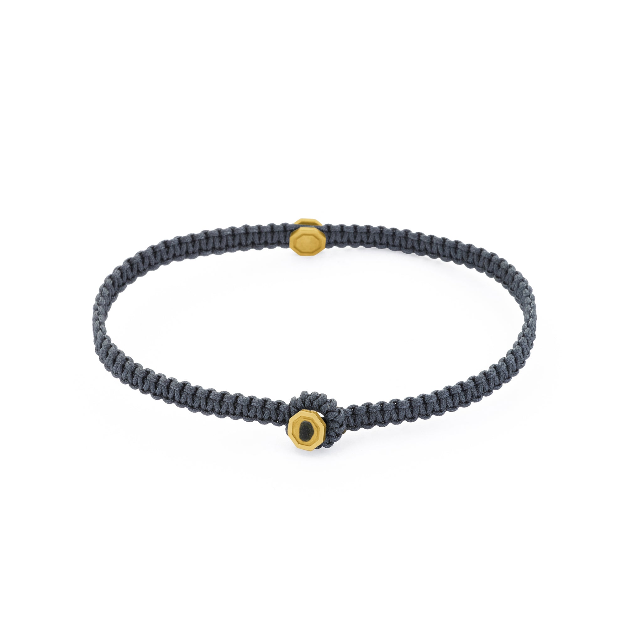 Grey Octagon Macrame Bracelet In Gold