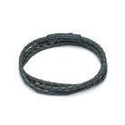 Grey Triple Leather Bracelet In Oxide