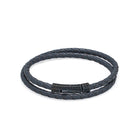 Grey Double Leather Bracelet In Oxide