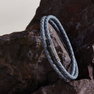 Grey Double Leather Bracelet In Oxide