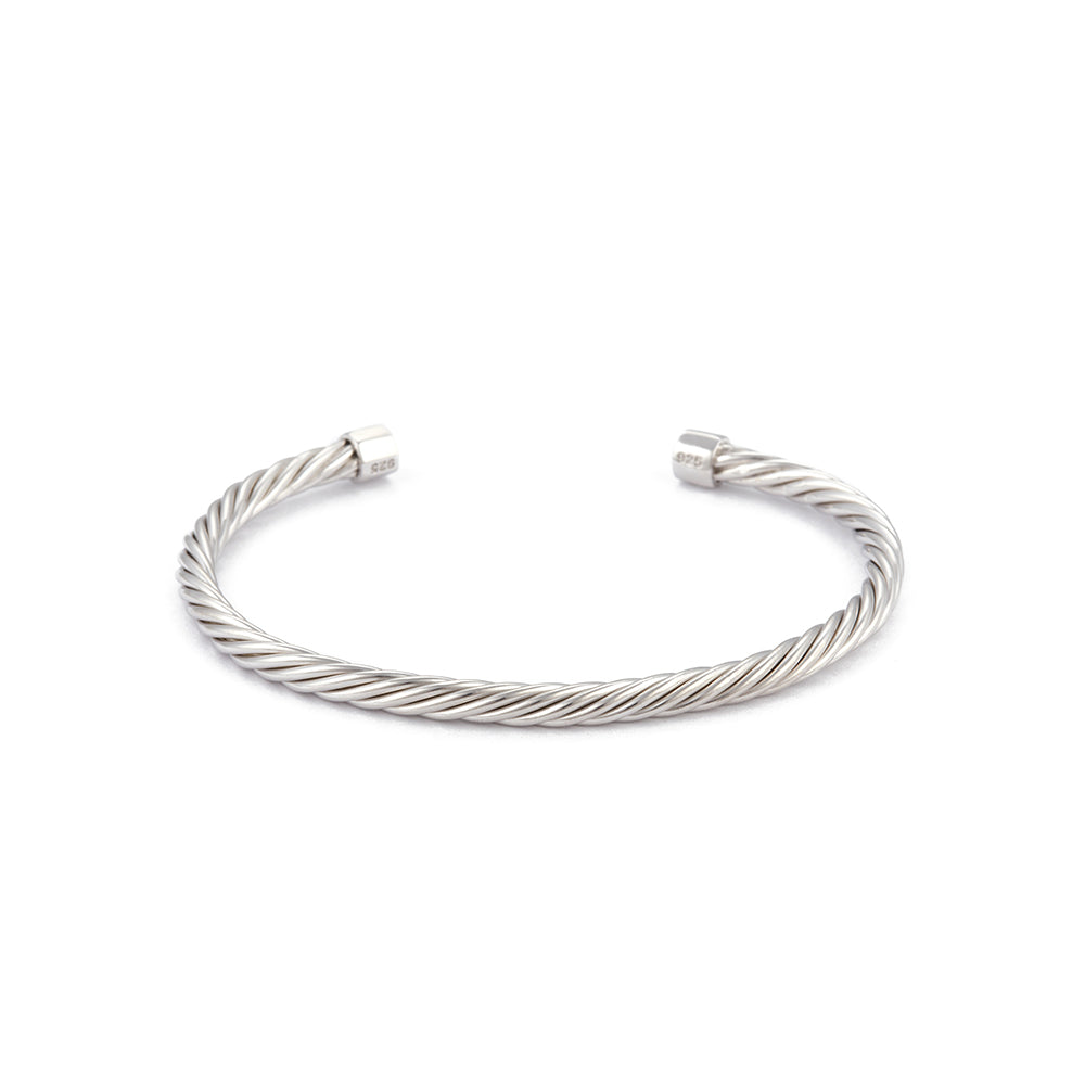 Helical Chain Bangle In Silver