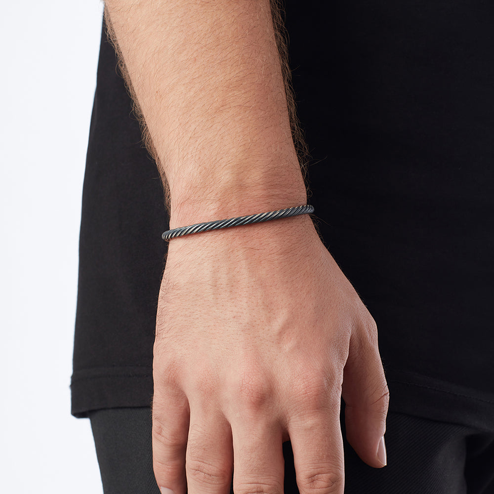 Helical Chain Bangle In Oxide