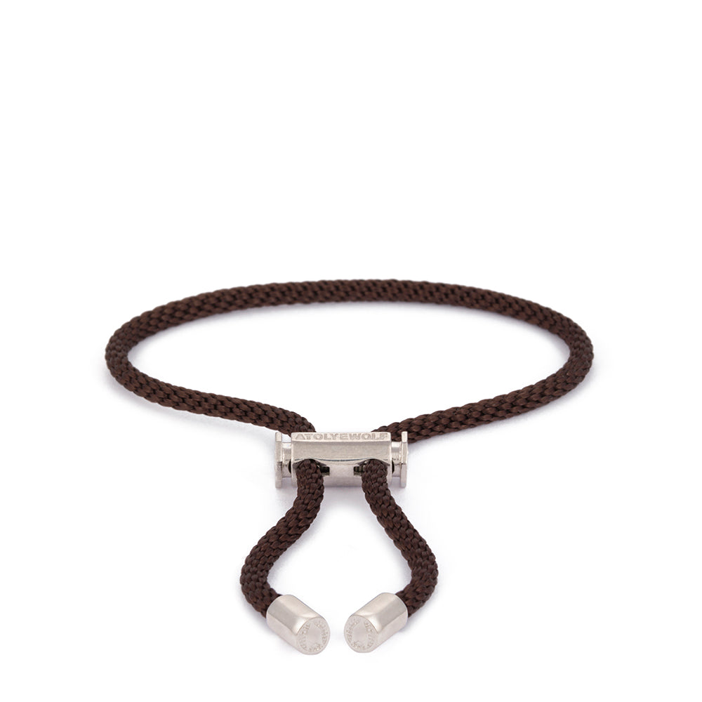 Brown Lace Bracelet In Silver