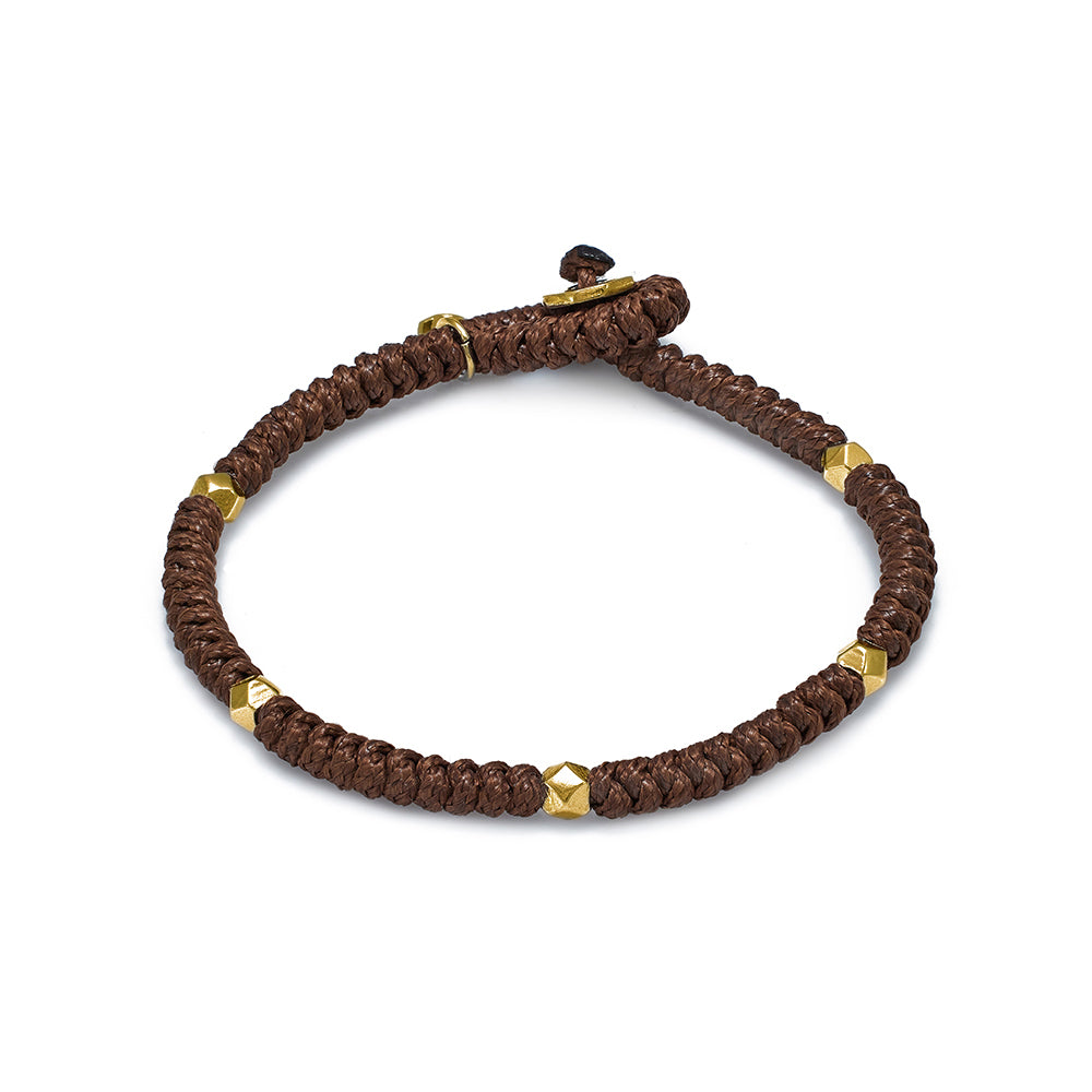 Brown Snake Knot Bracelet In Gold