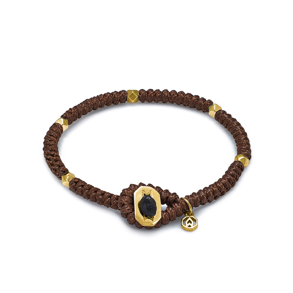 Brown Snake Knot Bracelet In Gold