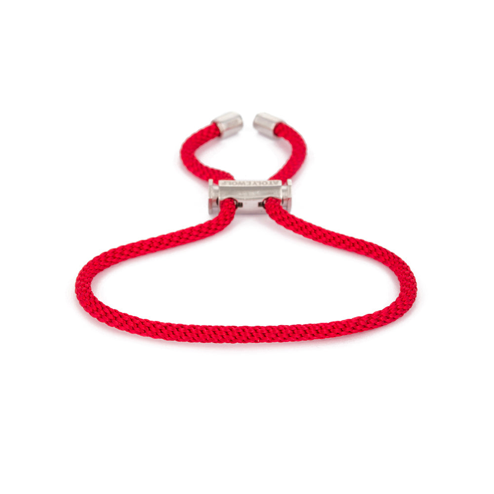 Red Lace Bracelet In Silver