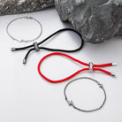 Red Lace Bracelet In Silver
