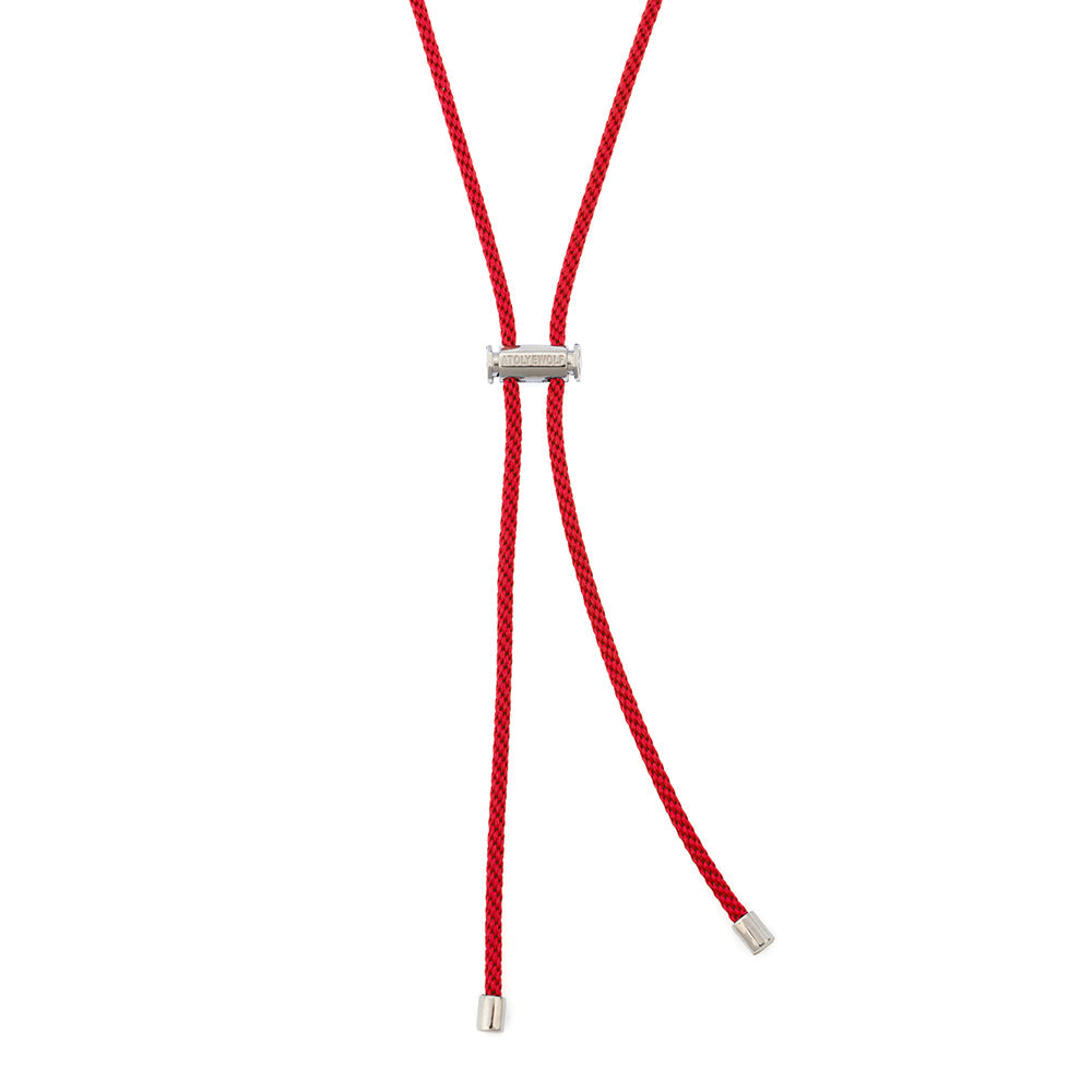 Red Lace Necklace In Silver